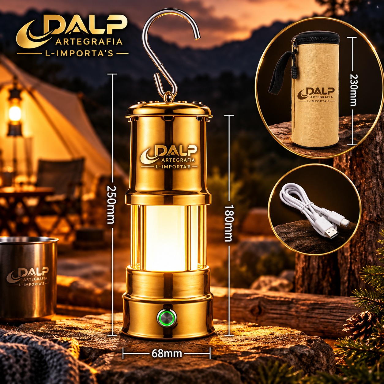 Linterna de camping recargable estilo minero